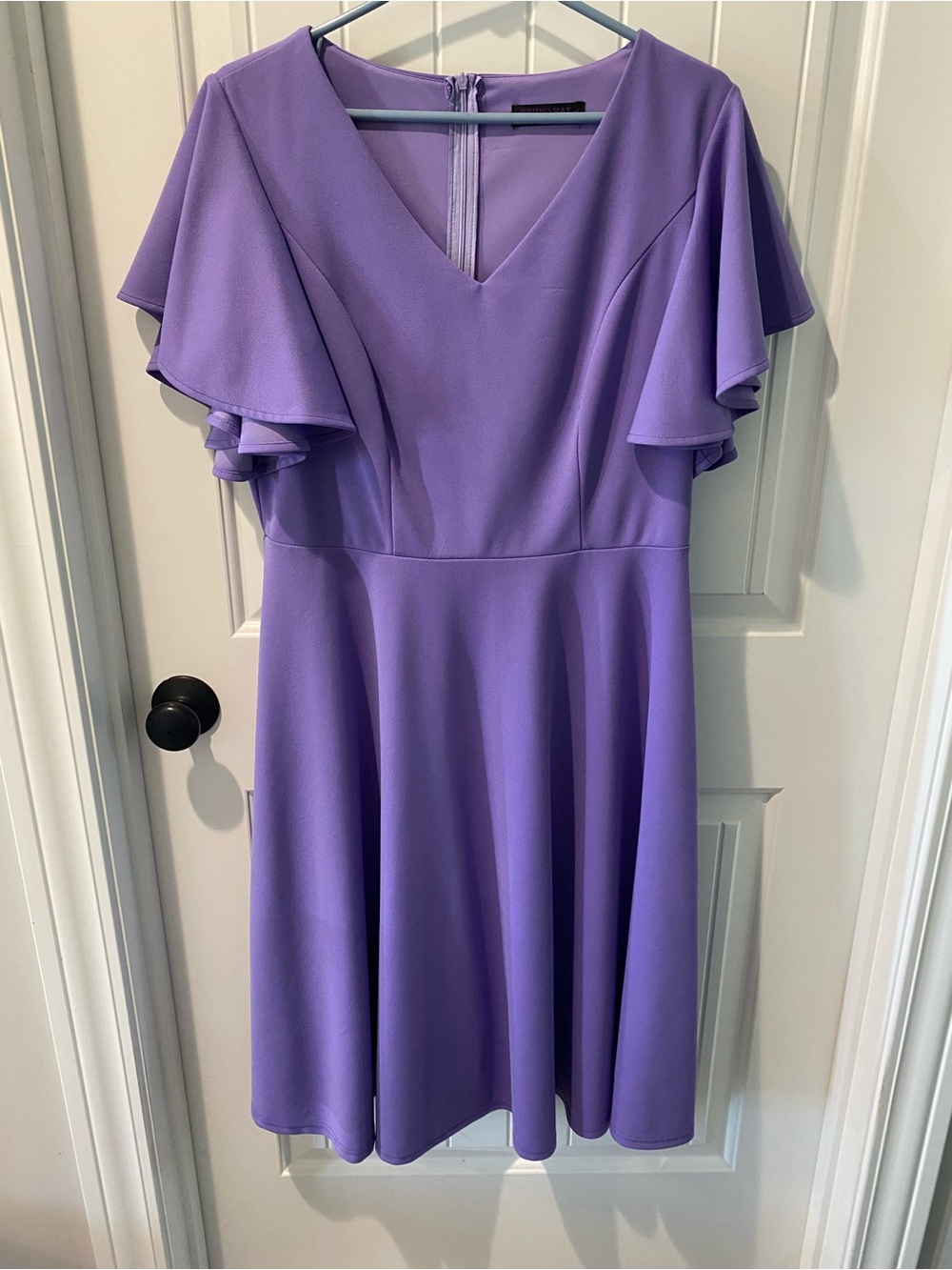 V-Neck Flutter Sleeve A-Line Dress in Lavender
